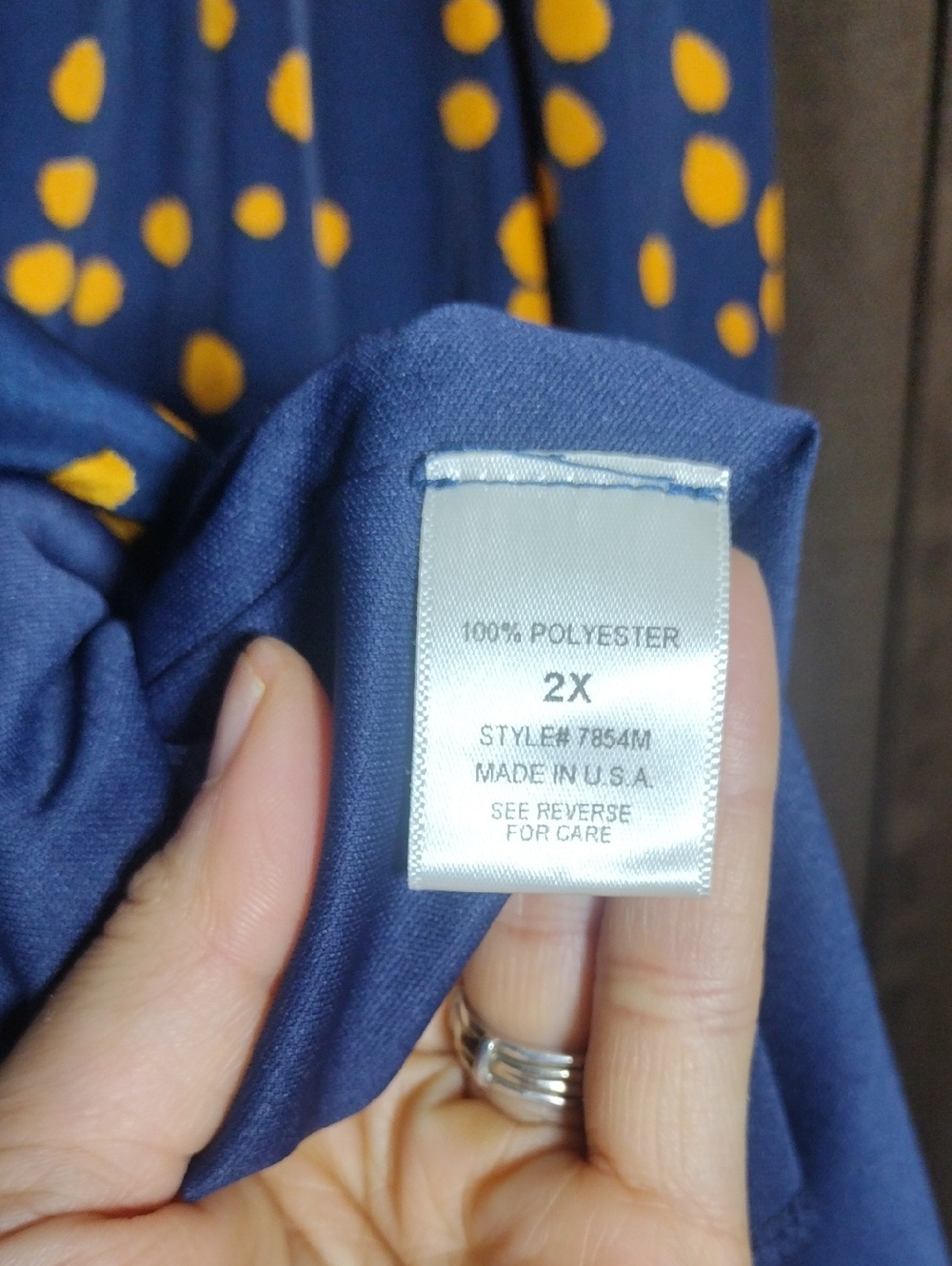 Kristin Miles Navy Dress with Orange Polka Dot Print - Picture 8 of 8
